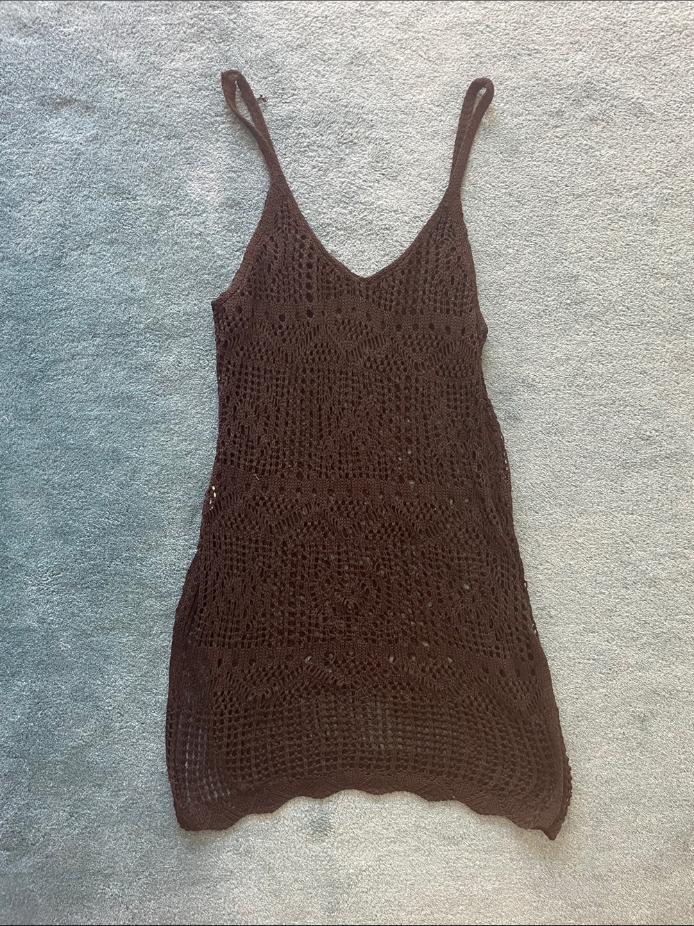 Crochet Knit Slip Dress Beach Coverup - Black